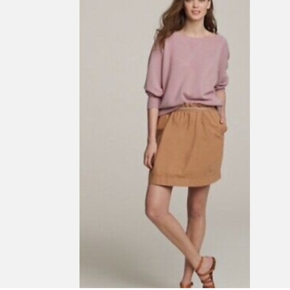 new! J. Crew | Pull-on Tan Wool Blend “Sidewalk” Wool Skirt w/pockets - Picture 1 of 11